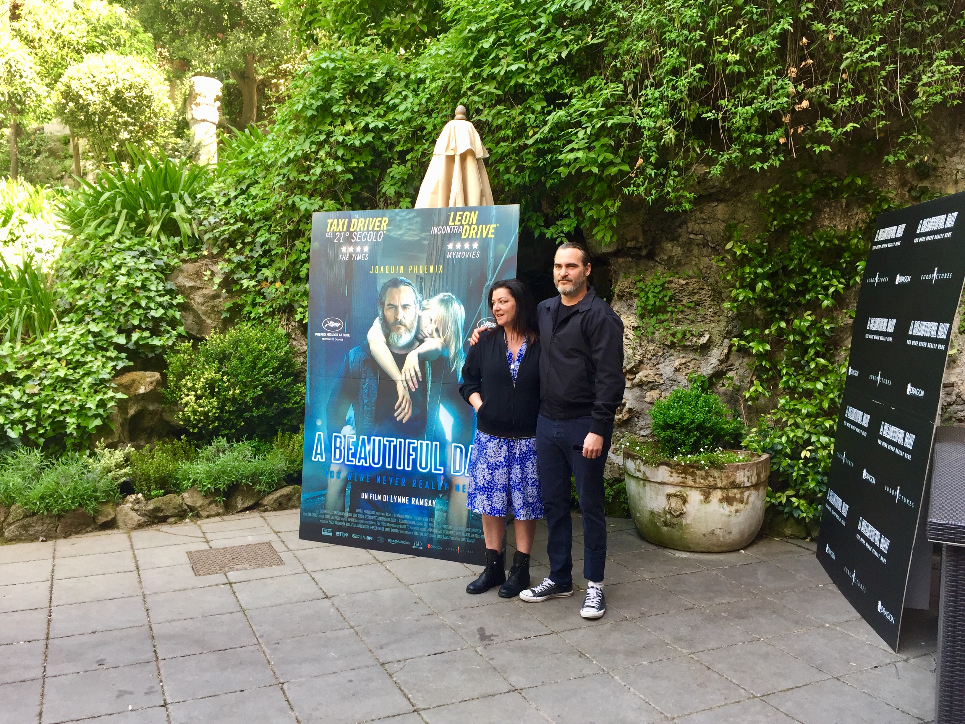 Lynne Ramsay e Joaquin Phoenix a Roma per presentare il film. Foto di M. Santacatterina