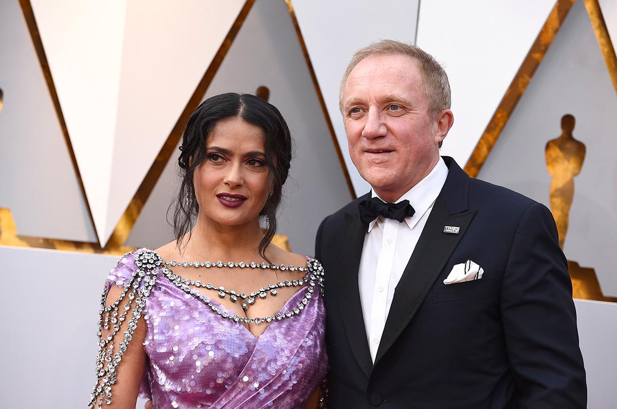 Salma Hayek e Francois-Henri Pinault agli Oscar 2018.