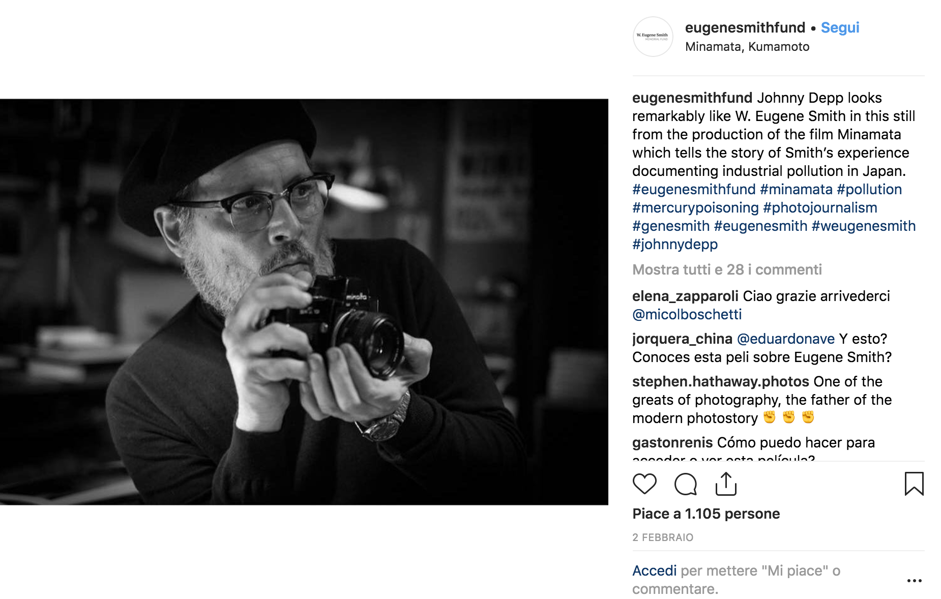 johnny depp e minamata l attore diventa w eugene smith