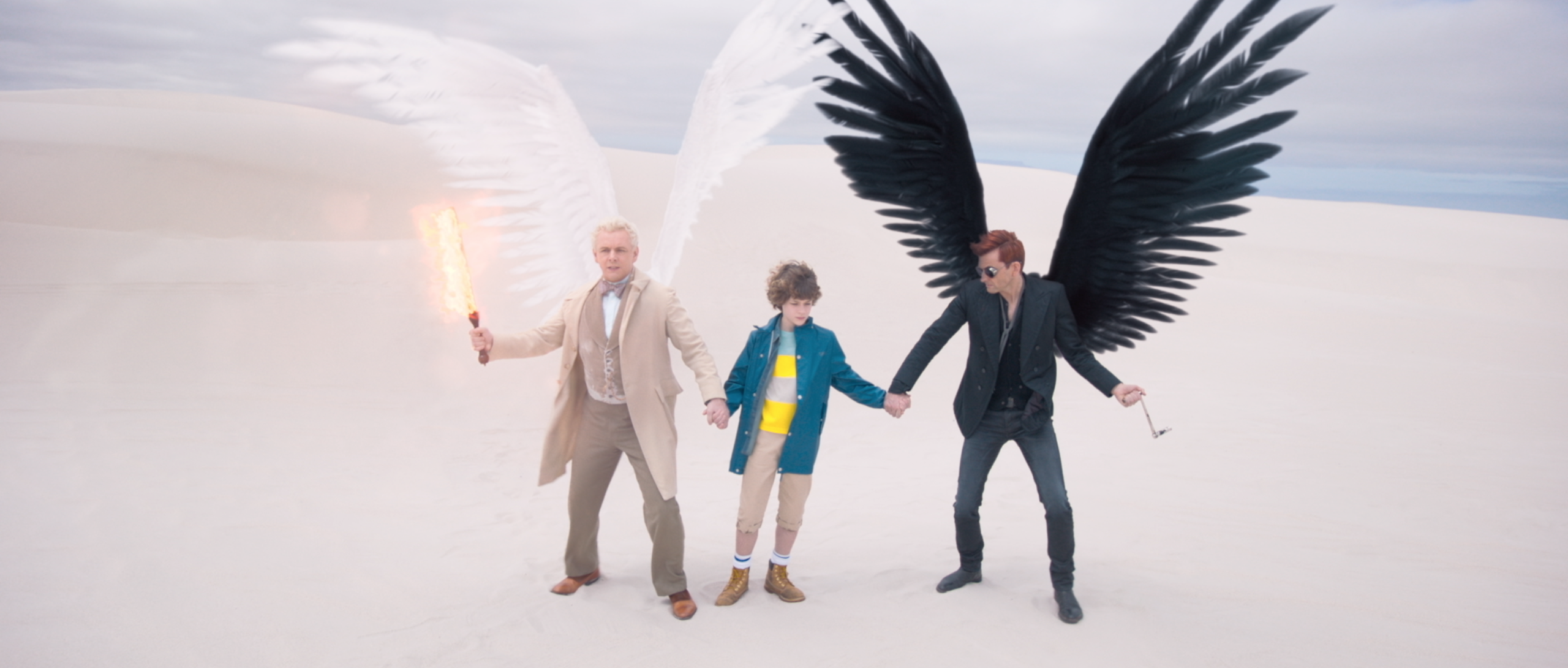 Good Omens: una scena della serie con Michael Sheen e David Tennant