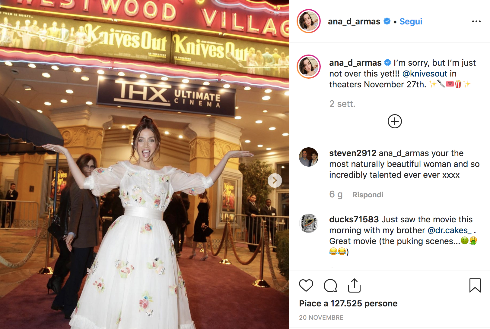 Ana De Armas alla première di Cena Con Delitto
