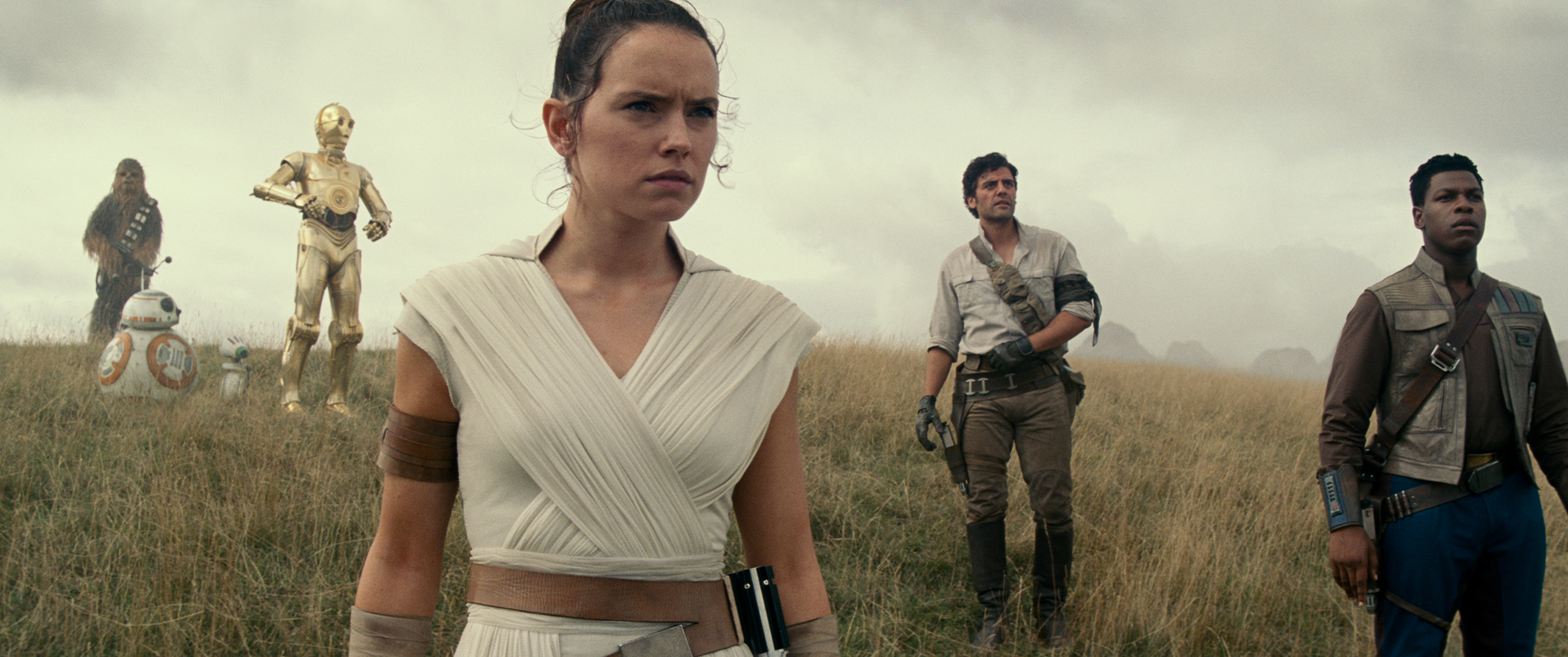 Gli eroi galattici di Star Wars: L'Ascesa di Skywalker: Chewbacca, BB-8, D-O, Rey, Poe Dameron e Finn