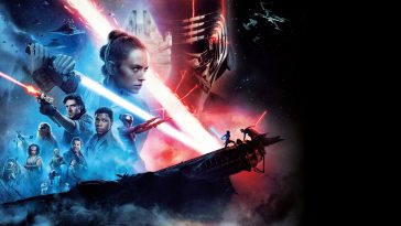 Rey, Finn, Poe e gli altri. il banner di Star Wars: L'Ascesa di Skywalker