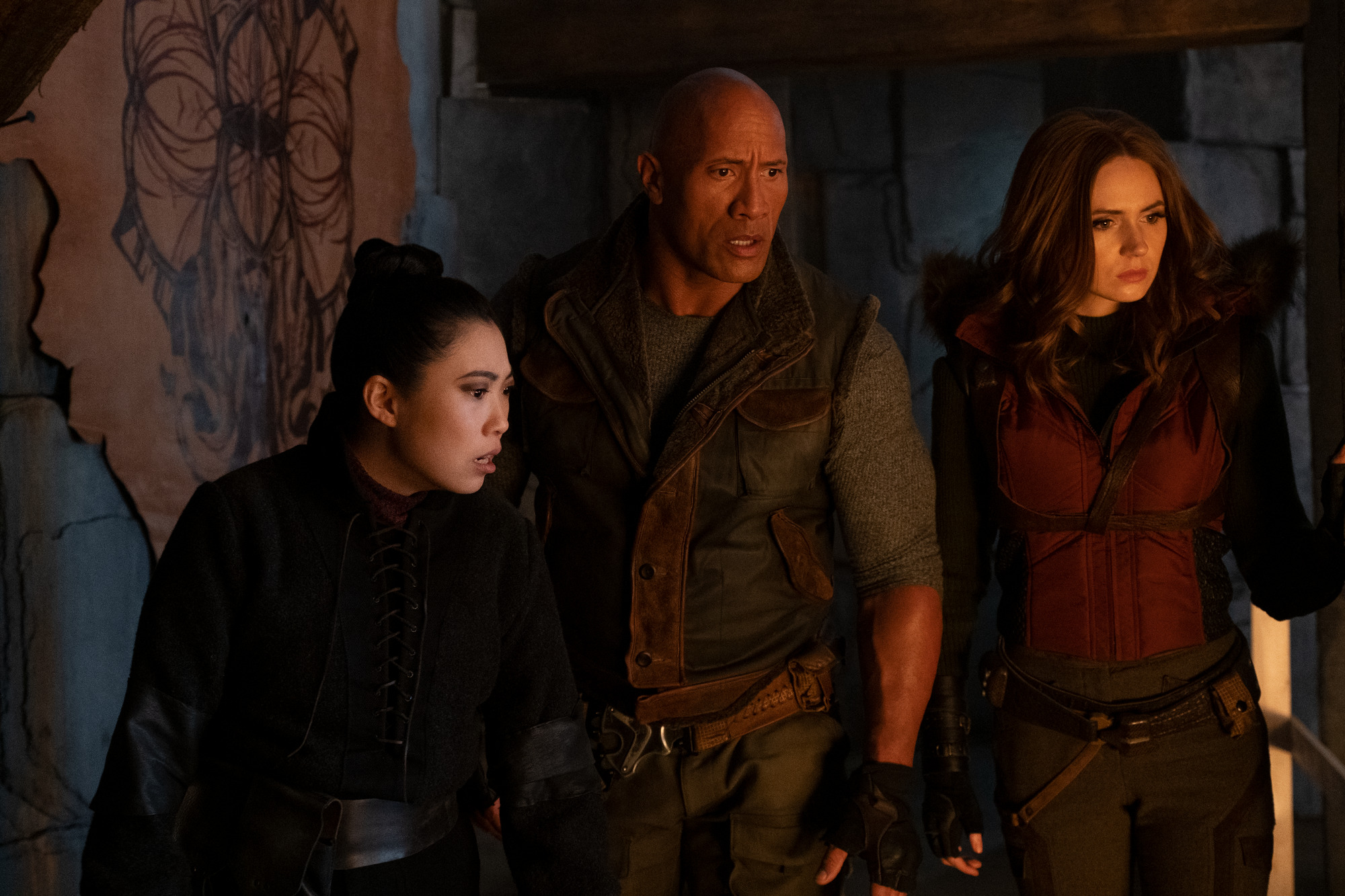 Awkwafina, Dwayne Johnson e Karen Gillan in Jumanji: The Next Level