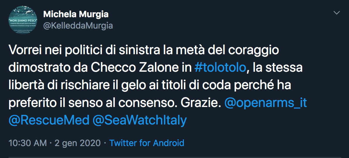 Il tweet di Michela Murgia