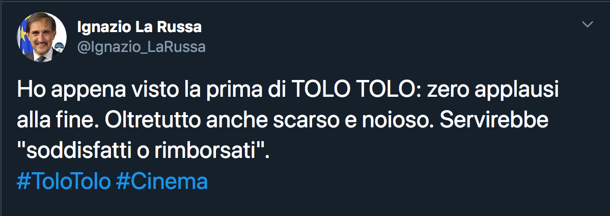 Tolo Tolo visto da Ignazio La Russa