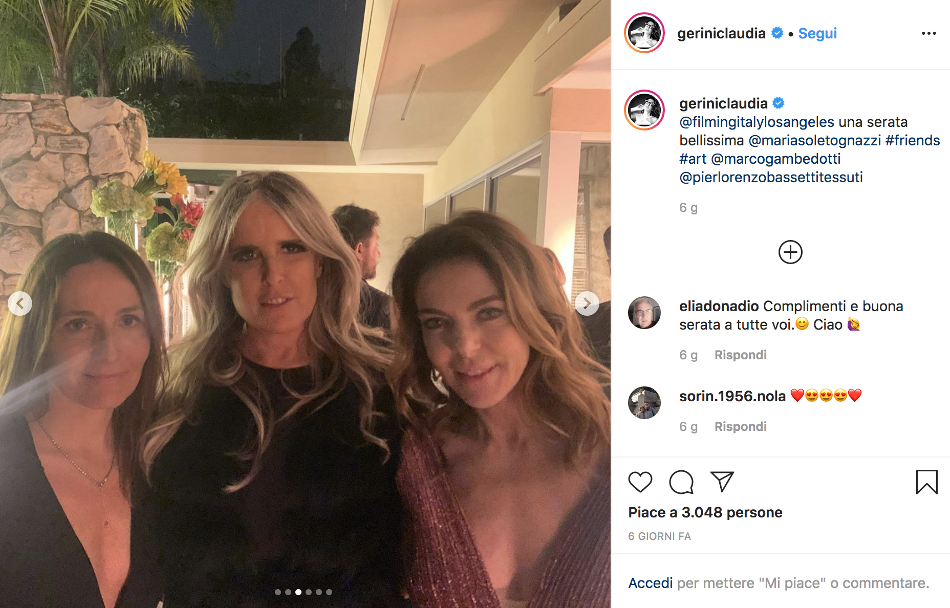 Maria Sole Tognazzi, Tiziana Rocca e Claudia Gerini a Los Angeles