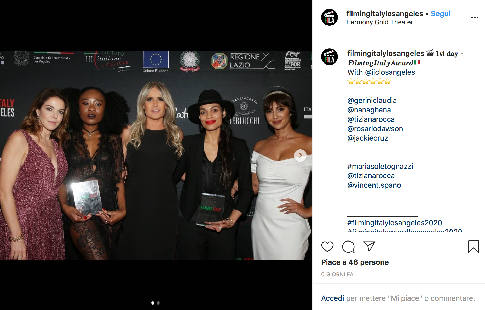Claudia Gerini, Nana Ghana, Tiziana Rocca, Rosario Dawson e Jackie Cruz