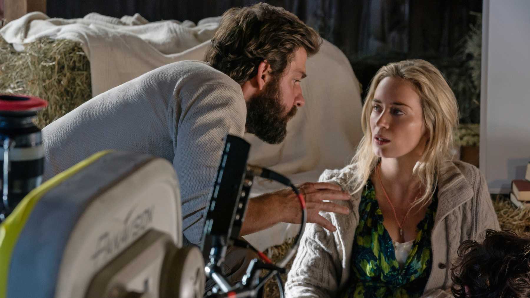 John Krasinski ed Emily Blunt sul set di A Quite Place