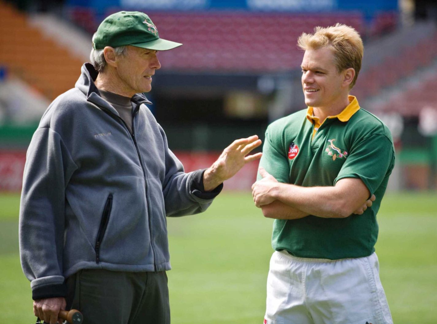Clint Eastwood e Matt Damon sul set di Invictus