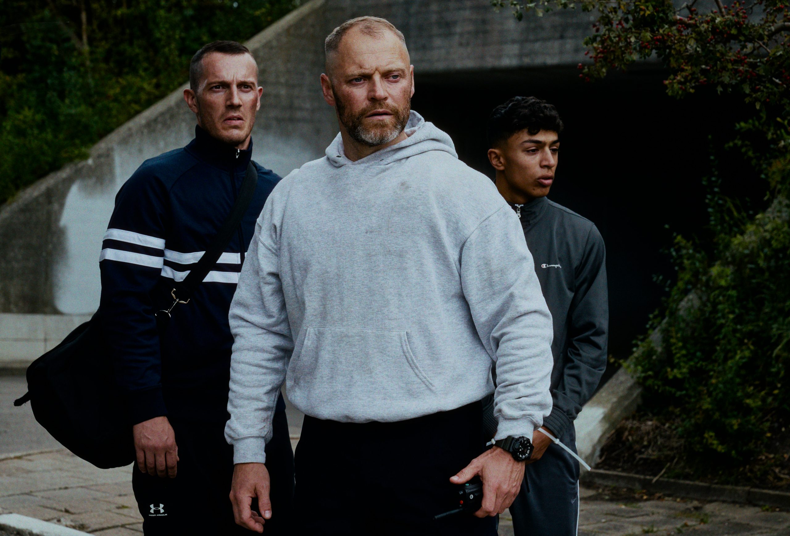 Jacob Lohmann, Simon Sears e Tarek Zayat in Enforcement. Foto di Tine Harden