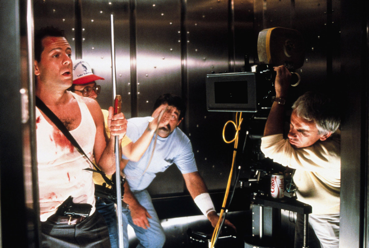 Bruce Willis sul set di Die Hard