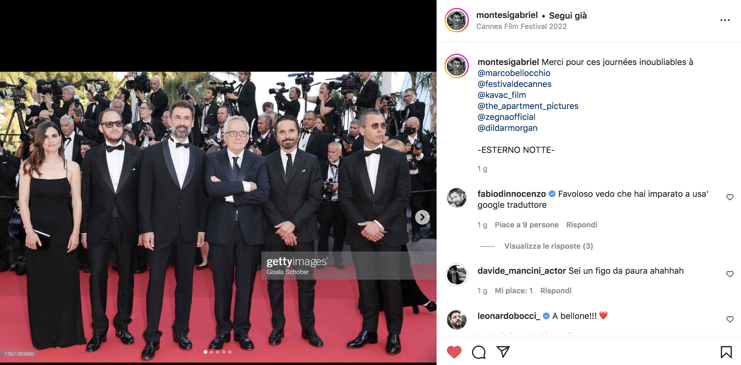 Dal profilo IG di Gabriel Montesi il red carpet di Cannes 2022