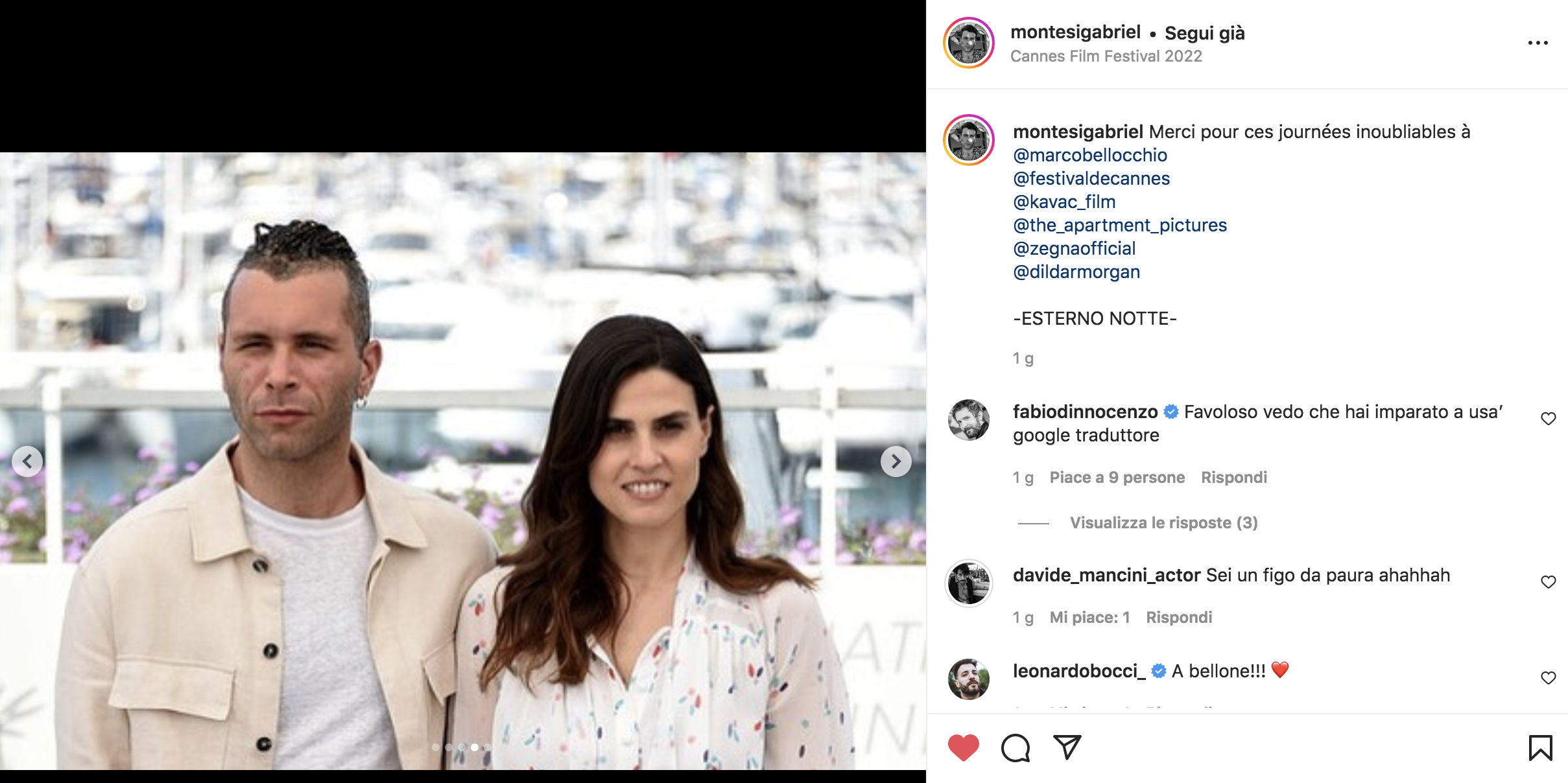 Gabriel Montesi e Daniela Marra al photocall di Cannes