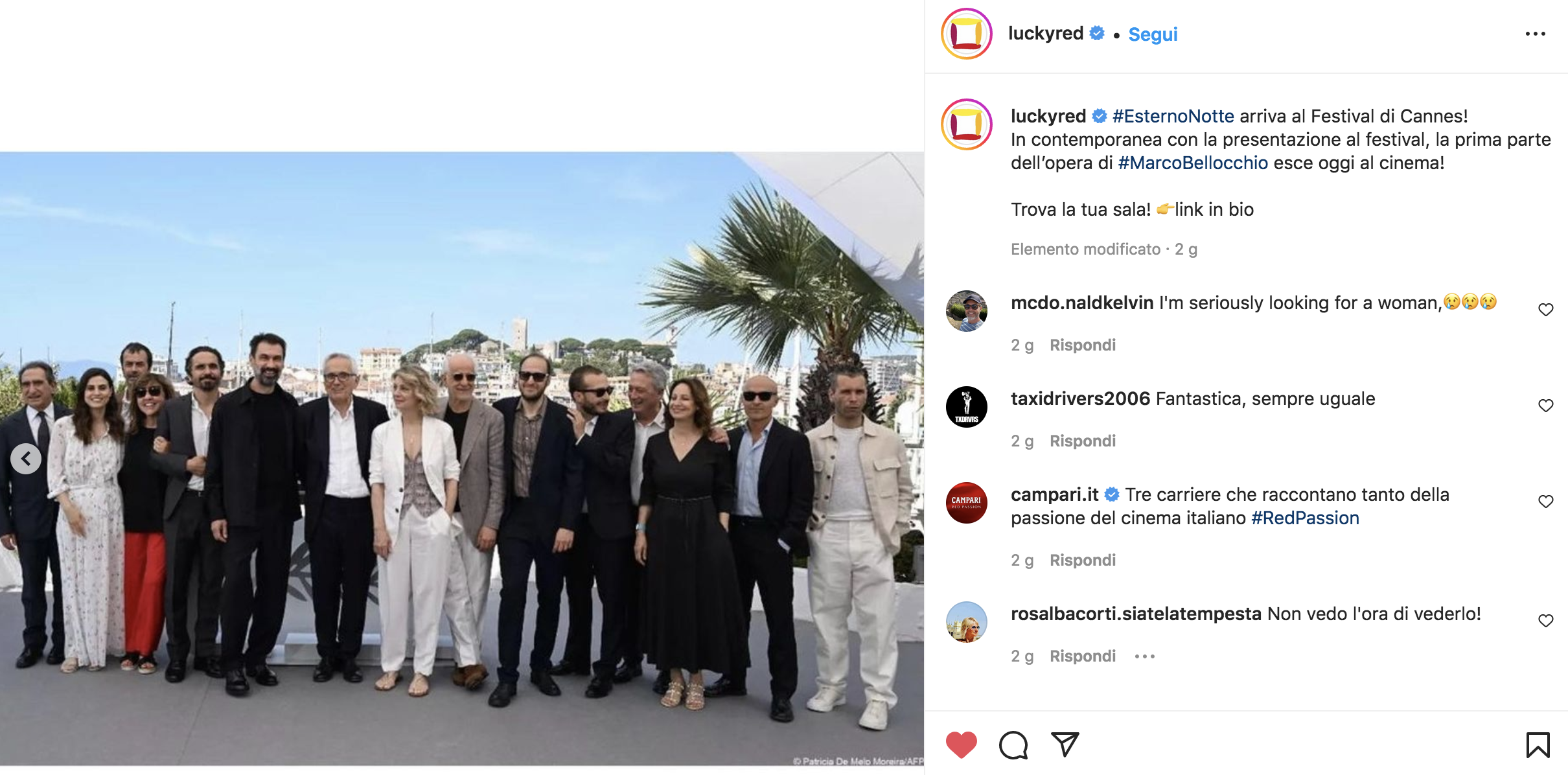 Al photocall di Cannes 2022, dal profilo IG di Lucky Red