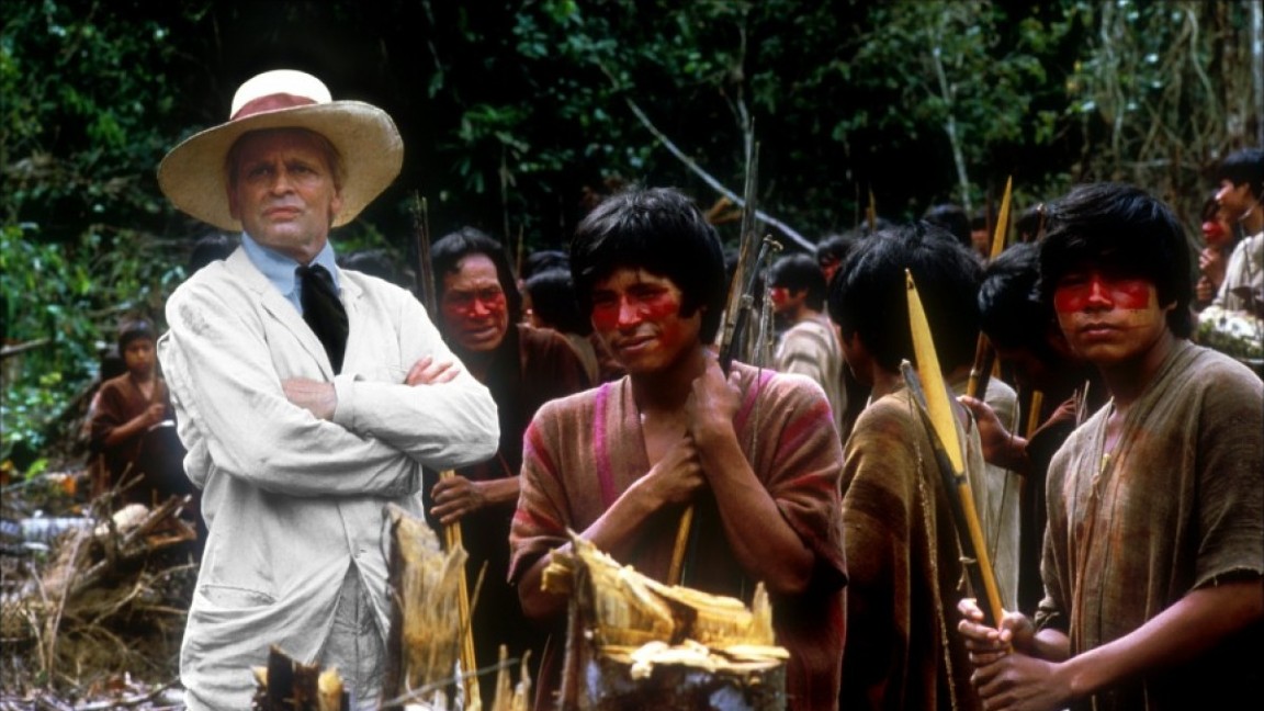 Klaus Kinski è Brian Sweeney Fitzgerald in una scena di Fitzcarraldo