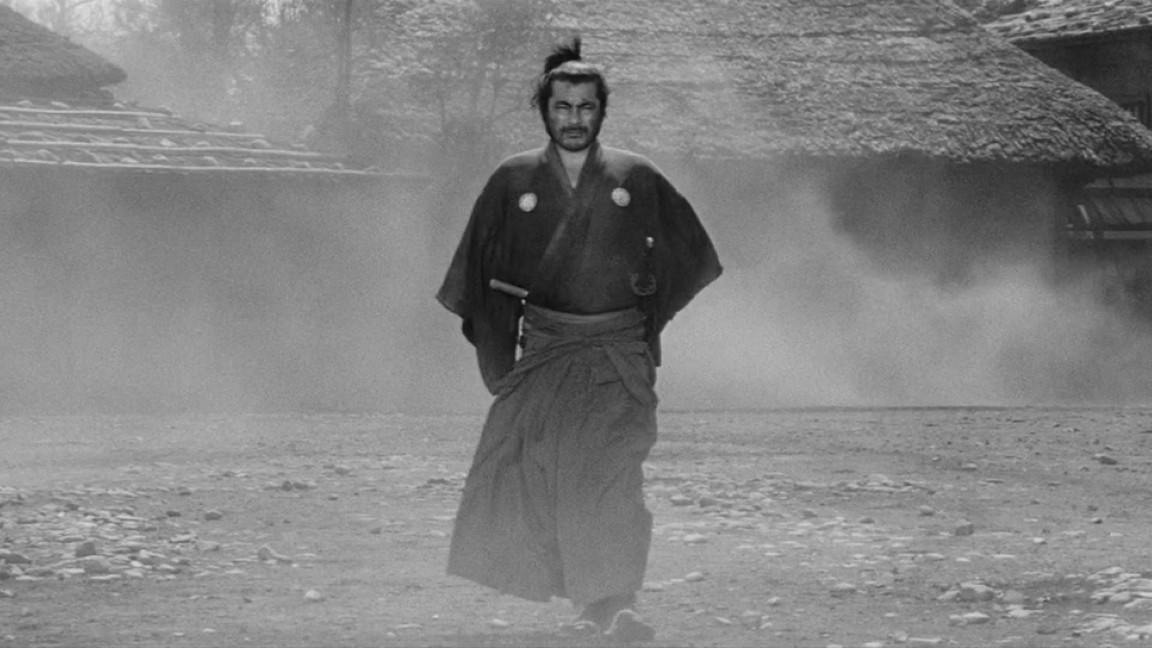 Toshirō Mifune in una scena de La sfida del samurai (Yojimbo)