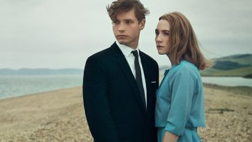 Saoirse Ronan and Billy Howle in a scene from On Chesil Beach.