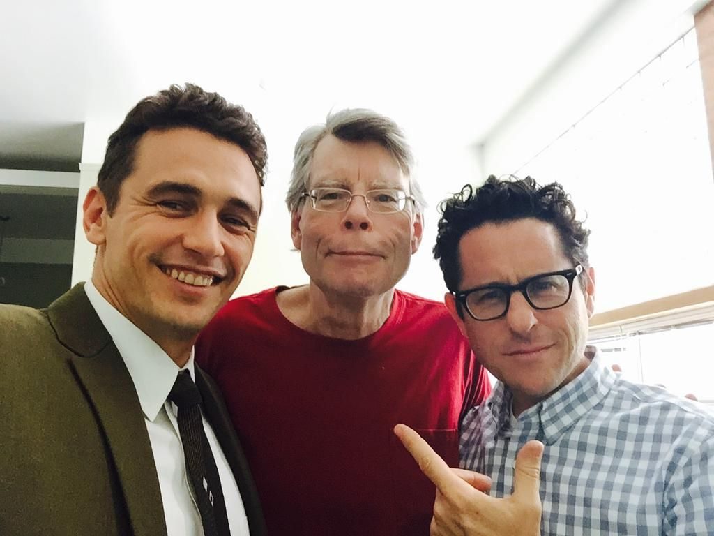 Stephen King with James Franco and J.J.Abrams on 11/22/63 set.