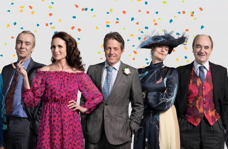 alene Bugsering Lege med Hugh Grant and Andie Mac Dowell in One Red Nose Day and a Wedding